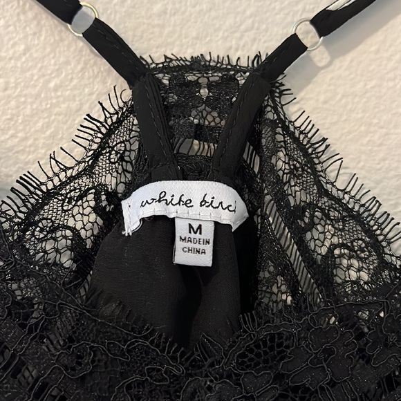 White birch black and white polka dot tank top with lace - Picture 5 of 7